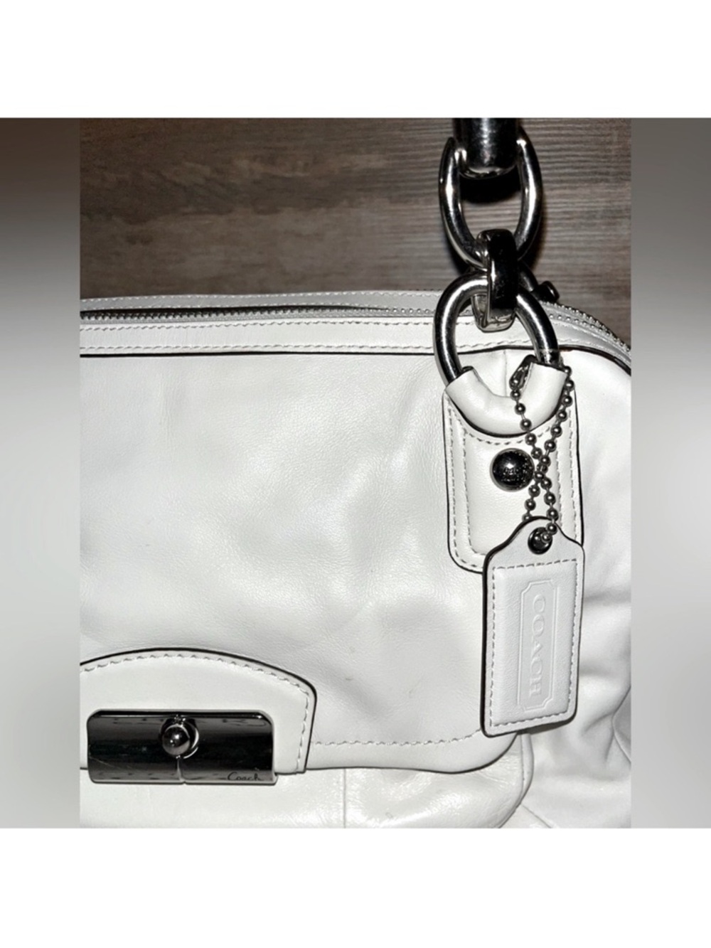 Coach🤍White Leather Pink Satin Interior
Satchel Handbag 🌸BEAUTIFUL - Picture 4 of 14